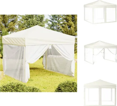 Produktbild von vidaXL Partyzelt Faltbar mit Seitenwänden Creme 3x3 m -  Pavillons & Partyzelte