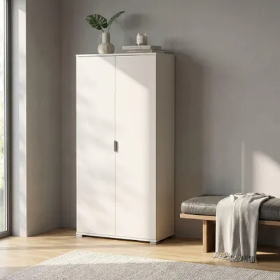 Immagine prodotto di Milani Home - armadio multiuso 2 ante 75 x 38 x 174 cm, bianco, truciolare bilaminato,  Italy
