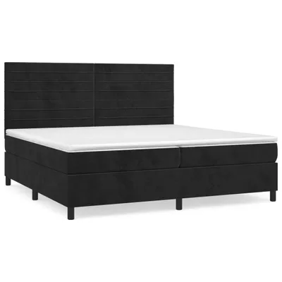 Image de vidaXL Lit boxspring avec matelas noir 200x200 cm velours