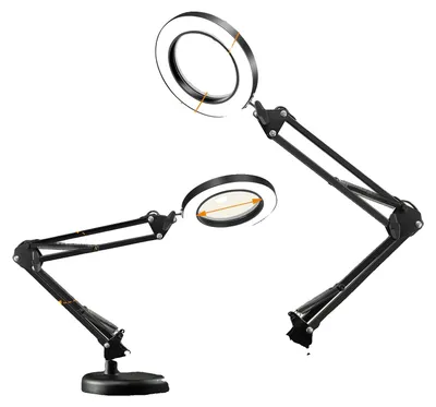 Image de Loupe, grossissement 10x, éclairage LED réglable, noire, 10X