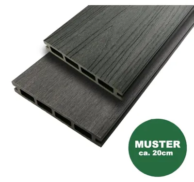 Produktbild von Terrassendielen WPC COEX Handmuster WoodoThassos Muster dunkelgrau | Vorlage einer WPC Hohlkammerdiele | Holzoptik für Terrasse & Balkon