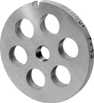 Produktbild von WolfCut INOX Lochscheibe Gr. 7-12,0 mm Bohrung - passend für alle gängigen Fleischwölfe Größe 7 – z.B.: Bosch MUM6/MUM7 - Jupiter Größe 7, Kenwood A900, Regina BME 7 und viele mehr.