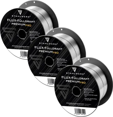 Produktbild von STAHLWERK Fülldraht MIG/MAG Ø 0,8 mm E71T-GS 1kg Drahtrolle S100/ D100 3er Set