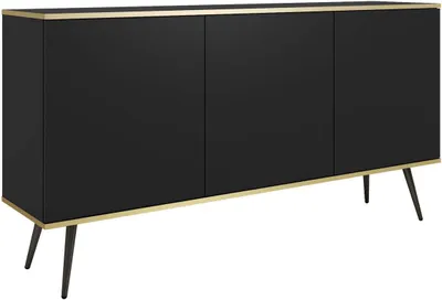 Produktbild von FURNLUX Anrichte Oro Schwarz 160cm / Hauptfarbe: Schwarz / Abmessungen: 160 x 39 x 85 cm