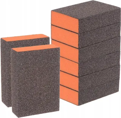 Zdjęcie produktu dla Gąbka ścierna klocek szlifierski 120-180 - zestaw 8 sztuk 100x70x25 mm