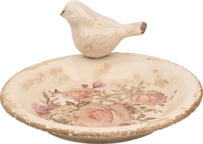 Immagine prodotto di Mangiatoia per uccelli Clayre & Eef Ø 21x10 cm in Vetroceramica beige