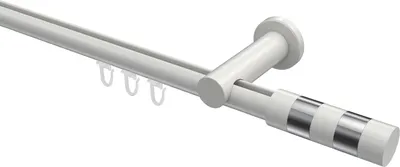 Produktbild von Interdeco Innenlaufstange / Gardinenstange mit Innenlauf Weiß, Typ Platon Mavell (Zylinder Bicolor), 20 mm Ø 1-läufig, 420 cm