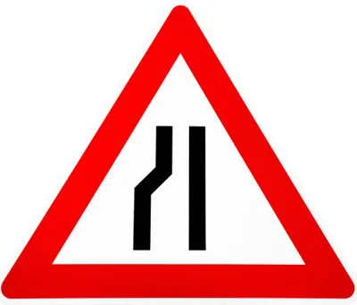 Produktbild von ORIGINAL Verkehrsschild Nr. 121-20 * Einseitig verengte Fahrbahn, Verengung links * nach StVO und RAL-Gütebedingungen Verkehrszeichen Achtung Warnschild Straßenschild Gefahrenschild Schild