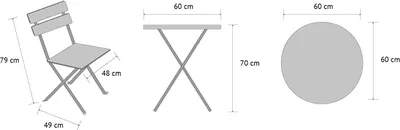 Produktbild von Vanage I Bistro Set Balkon I Balkonmöbel klappbar Set 3-teilig I pulverbeschichteter rostfreier Stahl, wetterbeständig, wasserfest, besteht aus 1 x runder Tisch und 2 x Stühlen, Metall, für Balkon