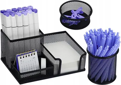 Image de Organisateur de bureau Q-connect, métal, noir, 3 pièces