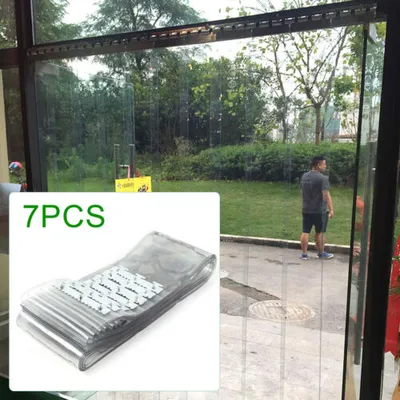 Zdjęcie produktu dla 200x18cm 7 szt. kurtyna paskowa kurtyna żaluzjowa PVC przezroczysta kurtyna drzwiowa 2 m