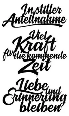 Stanzschablonen Buchstaben Kondolenz 3, 3 Stück, 3,2-8,3 cm