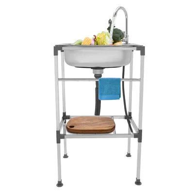 Zdjęcie produktu dla Zlewozmywaki 48*35*83cm Zlewozmywak kuchenny ze stali nierdzewnej Zlewozmywak wolnostojący