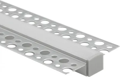 Obrázok produktu pre Hliníkový zapustený LED profil pre sadrokartón / sadrové dosky 2 m s difúzorom z mliečneho skla a koncovkami Ecolight