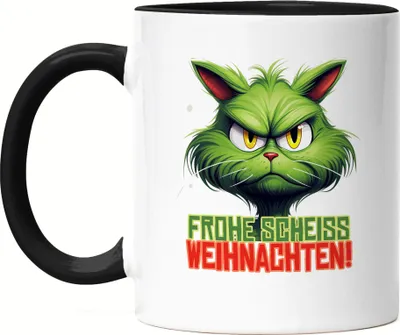 Produktbild von Frohe Scheiss Weihnachten Tasse Schwarz Katzenbesitzer Sarkasmus Geschenk