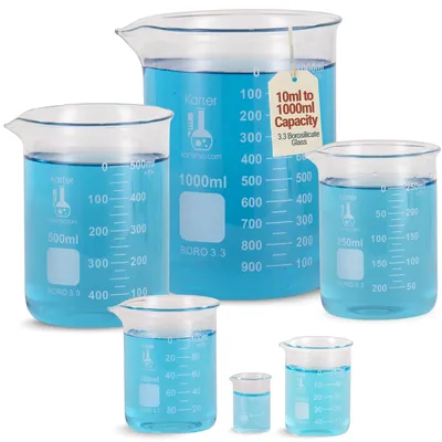 Bechergläser-Set, Borosilikatglas, 5 Stück, 50–1000 ml