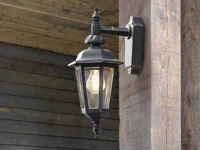 Produktbild von LED Außenwandleuchte, Außenwandlaterne Landhausstil, Fassadenbeleuchtung Schwarz