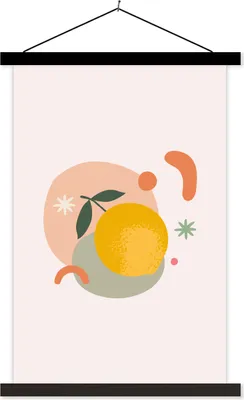 Produktbild von MuchoWow® Textilposter Zitrone - Sommer - Farben 60x90 cm mit schwarzem Rahmen - Poster Wohnzimmer