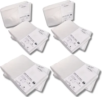 A collage of several packages of white trash bags, likely for a diaper pail.