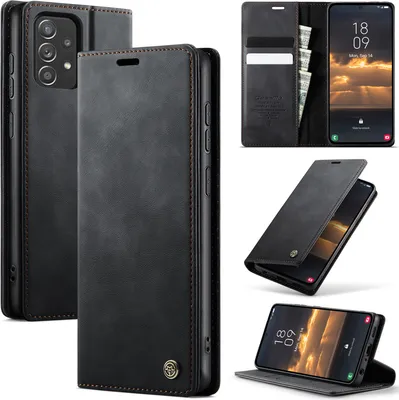 Produktbild von Handyhülle für Samsung Galaxy A52 / A52s 5G Hülle Leder mit RFID Schutzhülle Klapphülle Magnet Kartenfach Standfunktion Schwarz