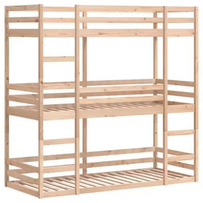 Image de Lit superposé triple sans matelas 80x200 cm bois de pin massif
