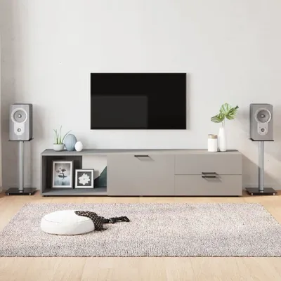 Zdjęcie produktu dla Podstawka pod głośnik 2 szt. czarno-srebrne szkło hartowane 1 kolumna