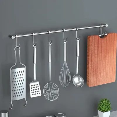 Haaklijst mit 7 Haken, 40 cm, Edelstahl 304, Küchen-Organizer