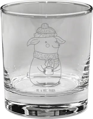 Produktbild von Mr. & Mrs. Panda Tumbler Glas Schwein Glühwein - Transparent - Geschenk, Cocktailglas, Weihnachtsmarkt, für Gin, Punsch, Glühschwein, Longdrinkglas, Winter