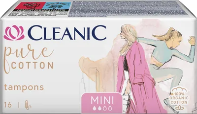 Produktbild von CLEANIC Mini-Tampons aus reiner Baumwolle - 16 Stück