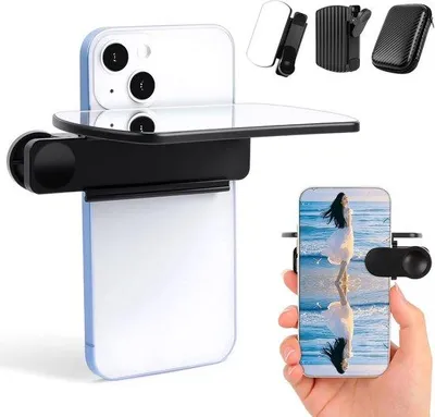 Produktbild von Reflexionsklappe für Smartphone-Kamera, Kamera-Reflexionsklappe für Selfie (schwarz), Clip für Smartphone-Hintergrundklappe.