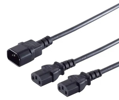 Produktbild von Y-Kabel Kaltgerätestecker / 2x Kaltgerätebuchse, 1,8 m, schwarz
