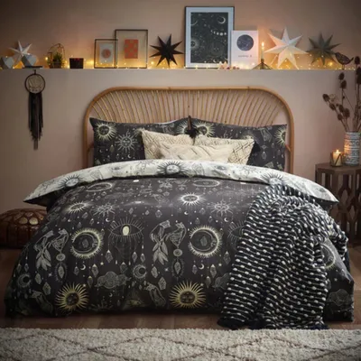 Produktbild von Furn - Konstellation - Bettwäsche-Set RV2753 (Doppelbett) (Gold/Marineblau)