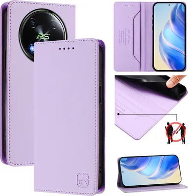 Produktbild von Lederhülle für itel RS4 S666LN Hülle Flip Brieftasche Kartenfächern Ständer Schutzhülle Violett