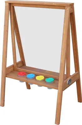 AXI Eric Staffelei Für Kinder Aus Holz In Braun | Maltafel Mit Leinwand Aus Plexiglas & 4 Farbkästen | 50x70x105 Cm