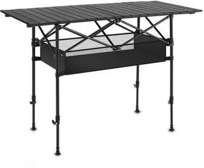 Image de Table de camping portable – 6,5 kg – Aluminium noir – Table pliante pour l'extérieur avec organisateur de rangement
