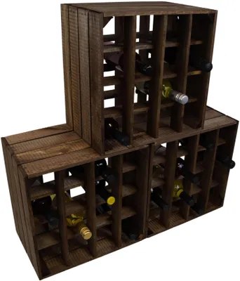 Produktbild von 3er Set Weinregal 16er dunkel Abstellregal Weingestell Fächer Flaschenregal Weinschrank Flaschenablage