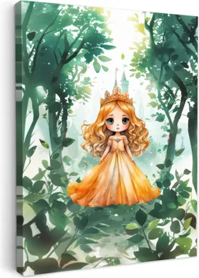 Produktbild von Leinwand Bilder 30x40 cm - Kinder Mädchen - Prinzessin - Blau, Bilder Wohnzimmer Modern, Wanddeko