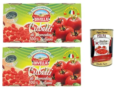 Produktbild von 6x Divella Delizie Campagnole Cubetti di Pomodoro - 100% Italienisch + Italian Gourmet Polpa 400g gratis