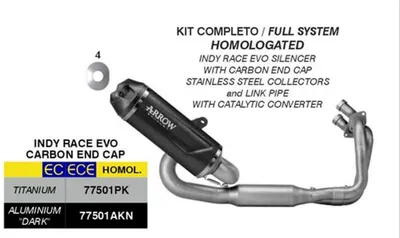 Image de ARROW Indy Race EVO système d'échappement complet homologué noir aluminium Kawasaki Z 650 35Kw