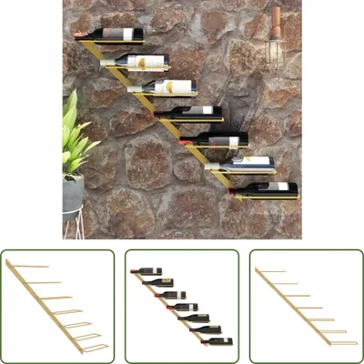 Produktbild von The Living Store Wand-Weinregal für 7 Flaschen Golden Metall