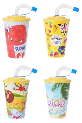 Immagine prodotto di Tazza per bambini con cannuccia in plastica 400ml