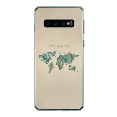 Produktbild von MuchoWow® Handyhülle Schutzhülle Hülle für Samsung Galaxy S10 Weltkarte - Pflanzen - Wasser Silikon Softcase Handy Hülle - Handytasche