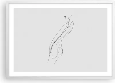 Produktbild von Gerahmtes Poster - Weißer Rahmen - Kontur Frau Minimalismus - 70x50 cm - Wand Bild - Wanddeko - Wandbilder - Kunstposter - Wandposter - Bilderrahmen - Bilder - Kunstdruck - Wandbild - P2WAA70x50-4242