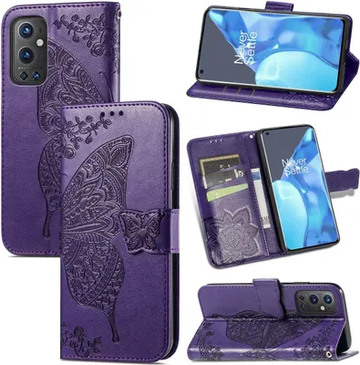 Produktbild von König Design Hülle kompatibel mit OnePlus 9 Pro Kunstleder Handyhülle - Handy Case Violett