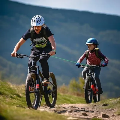 Produktbild von Kinderfahrrad-Schlitten, Fahrrad-Schlittensystem, 2,5 m Fahrrad-Schlittenkabel, tragbar, 500 lbs Tragfähigkeit
