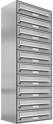 Produktbild von 10er Edelstahl Briefkasten Anlage 10 Fach Wandbriefkasten Postkasten