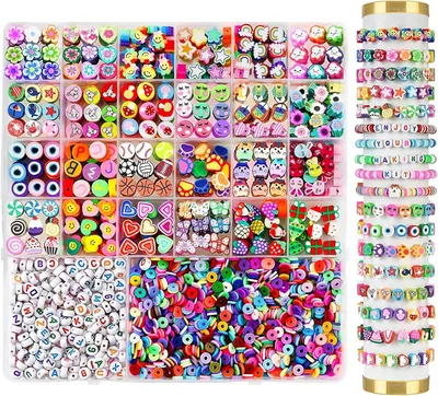 Productafbeelding van 2300 stuks kralen voor armbanden, kralen om te rijgen, armbanden zelf maken, kinderen, doe-het-zelf kunst, handwerk, verjaardagscadeaus voor kinderen