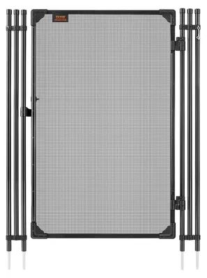 Productafbeelding van Poort voor omheining rond zwembad, 1.2 x 0.75 m. Poort voor in de grond geplaatste omheiningen rond zwembaden, veiligheidshek met metalen sluiting. Gemaakt van 352 gsm Teslin PVC-net, met ronde buizen. Afsluitbaar en eenvoudig te installeren, kleur: zwart