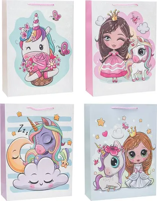 Produktbild von Geschenktüte Glitzer Unicorn 18 x 23 x 8 cm verschiedene Designs
