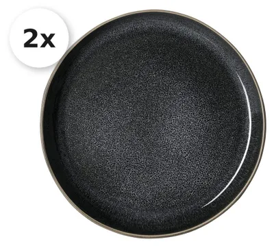 Produktbild von Servierplatte 33,5cm rund 2er Set Eda schiefer